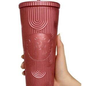2022 Starbucks Pink Dusty Rose Venti Cold Tumbler Cup Wave Mermaid Tail 24 oz